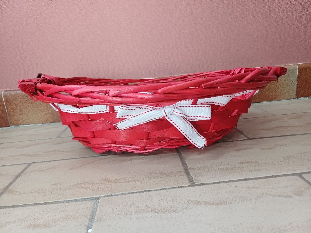 Panier rouge, Comme neuf, Tressé, Enlèvement, Panier