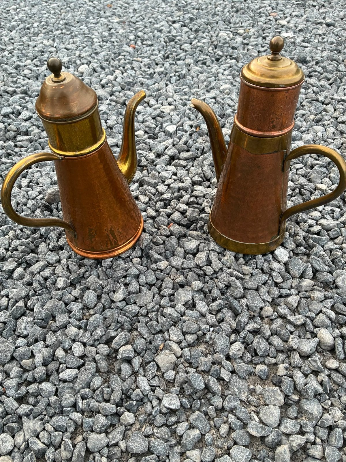 Ensemble de 2 cafetières et théières vintage en cuivre, Antiquités & Art, Antiquités | Bronze & Cuivre, Cuivre, Enlèvement