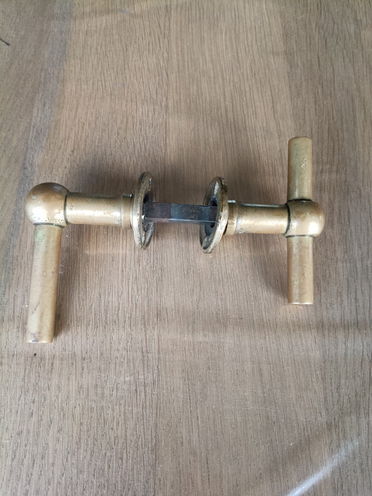 Deurkruk in messing, Doe-het-zelf en Bouw, Hang- en Sluitwerk, Ophalen of Verzenden, Gebruikt, Koper of Messing, Klink of Kruk