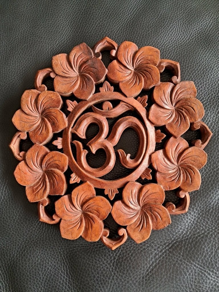 Om, symbole Aum, bois, Asie, Indonésie, fait main/30 cm/zen, Neuf, 30 cm, O, Olibanshee@hotmail.com
