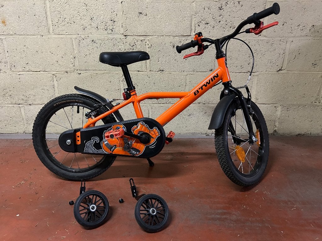 Vélo 16 pouces 4-6 ans ROBOT B'TWIN (avec roulettes), Frein sur jante, Stabilisateurs, 16 à 20 pouces, Enlèvement
