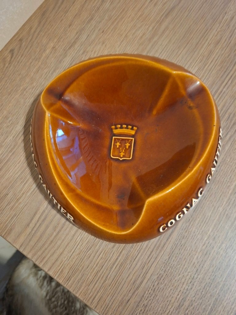 Vintage reclame-asbak Cognac Gautier, Ophalen of Verzenden, Gebruikt, Asbak
