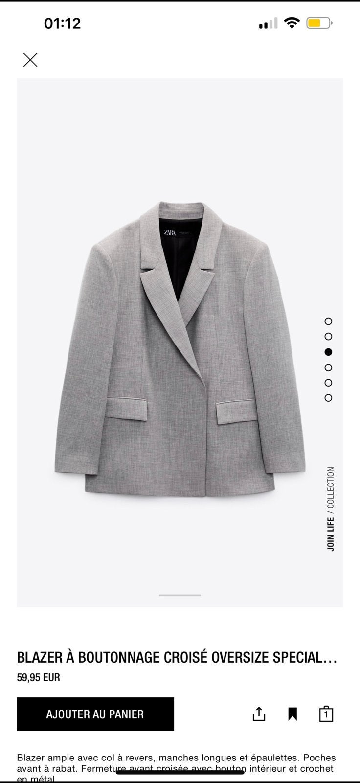 Veste blazer zara gris M neuf, Vêtements | Femmes, Vestes & Costumes, Enlèvement ou Envoi, Neuf, Taille 38/40 (M), Gris