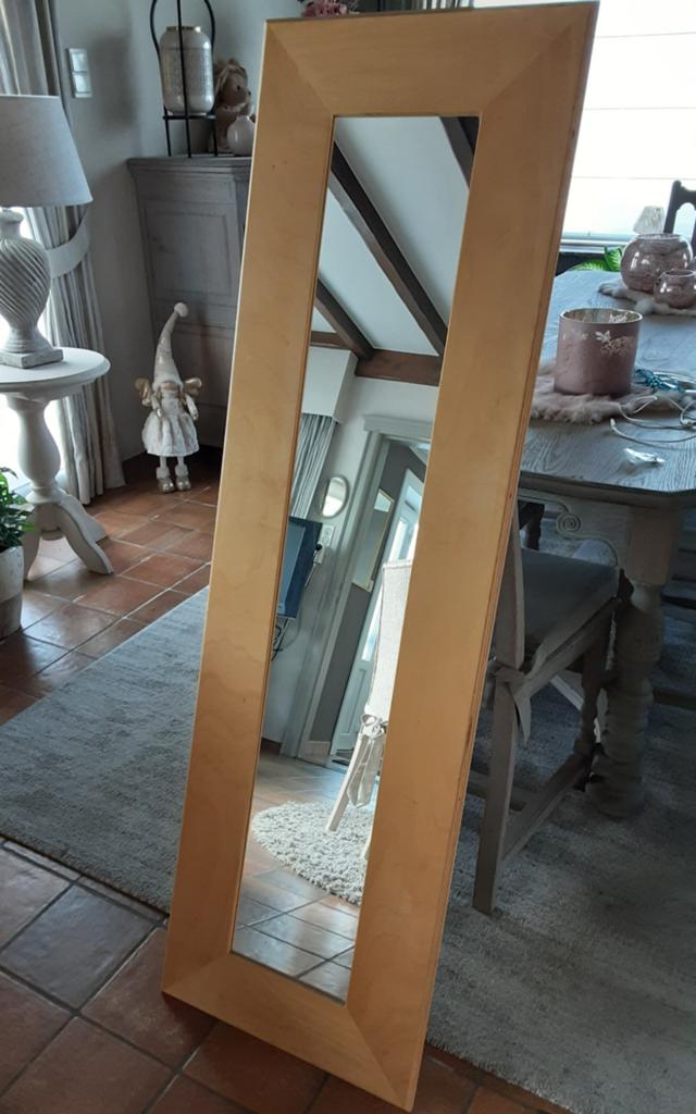 Grote spiegel met hout rond, Huis en Inrichting, Woonaccessoires | Spiegels, Ophalen, Rond