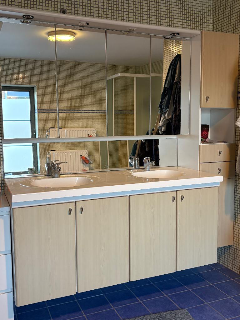 badkamermeubel dubbele lavabo, Armoire à miroir, 150 à 200 cm, Utilisé, 50 à 75 cm