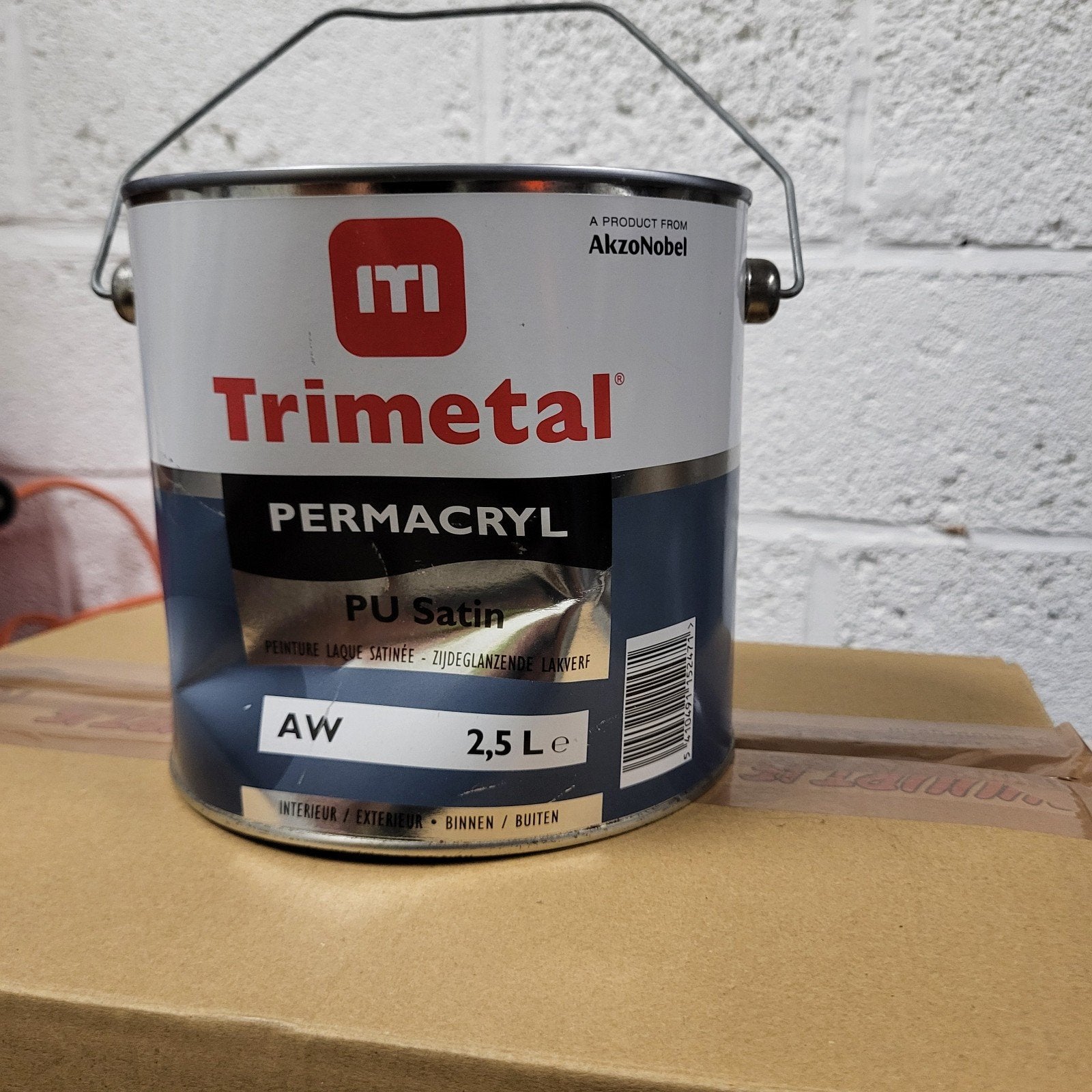 Nieuw blik Trimetal Permacryl PU Satin 2.5l, Bricolage & Construction, Peinture, Vernis & Laque, Enlèvement ou Envoi, Blanc, Laque