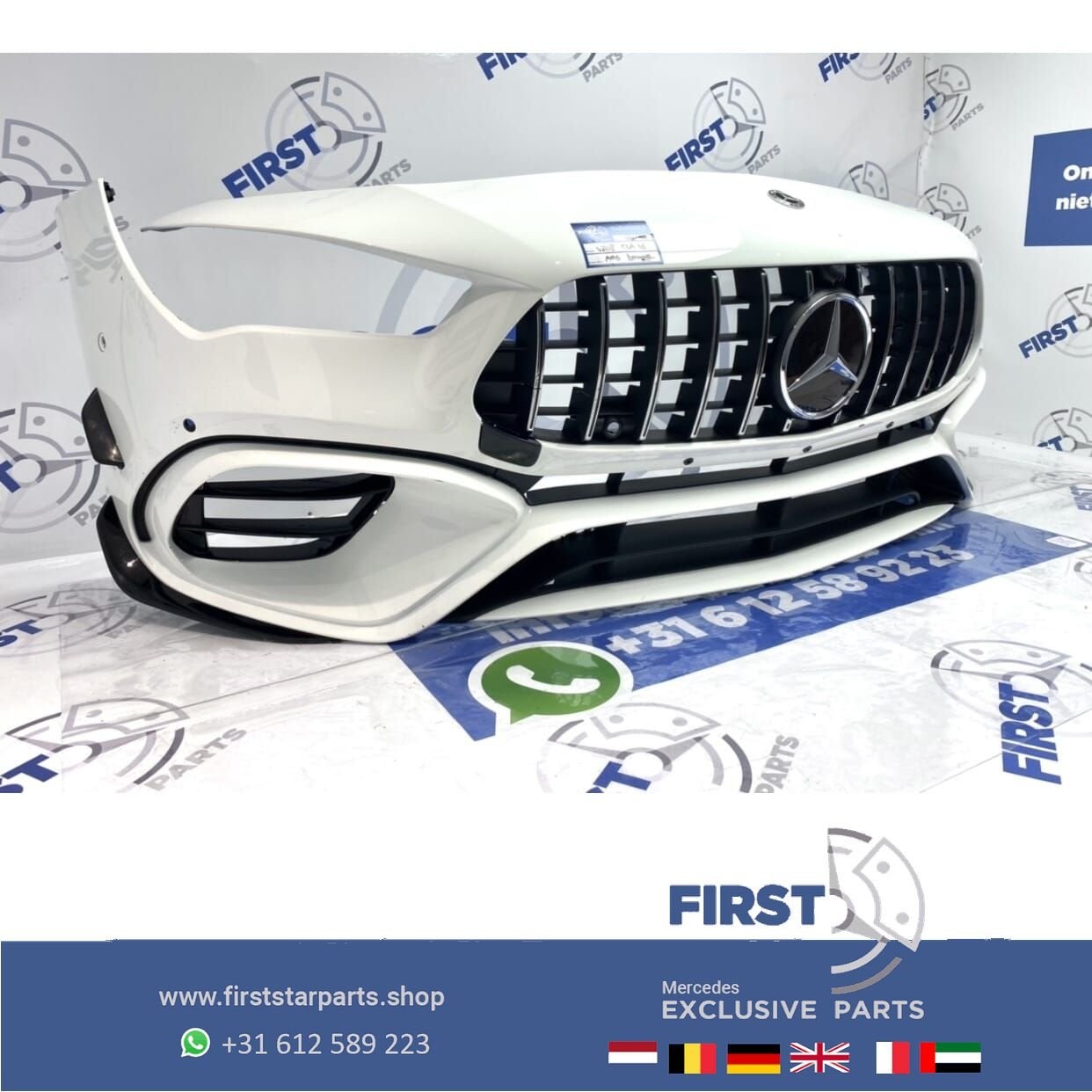 W118 CLA 45 S AMG BUMPER WIT AERO NIGHT PAKKET VOORBUMPER +, Gebruikt, -, Voor, Ophalen of Verzenden