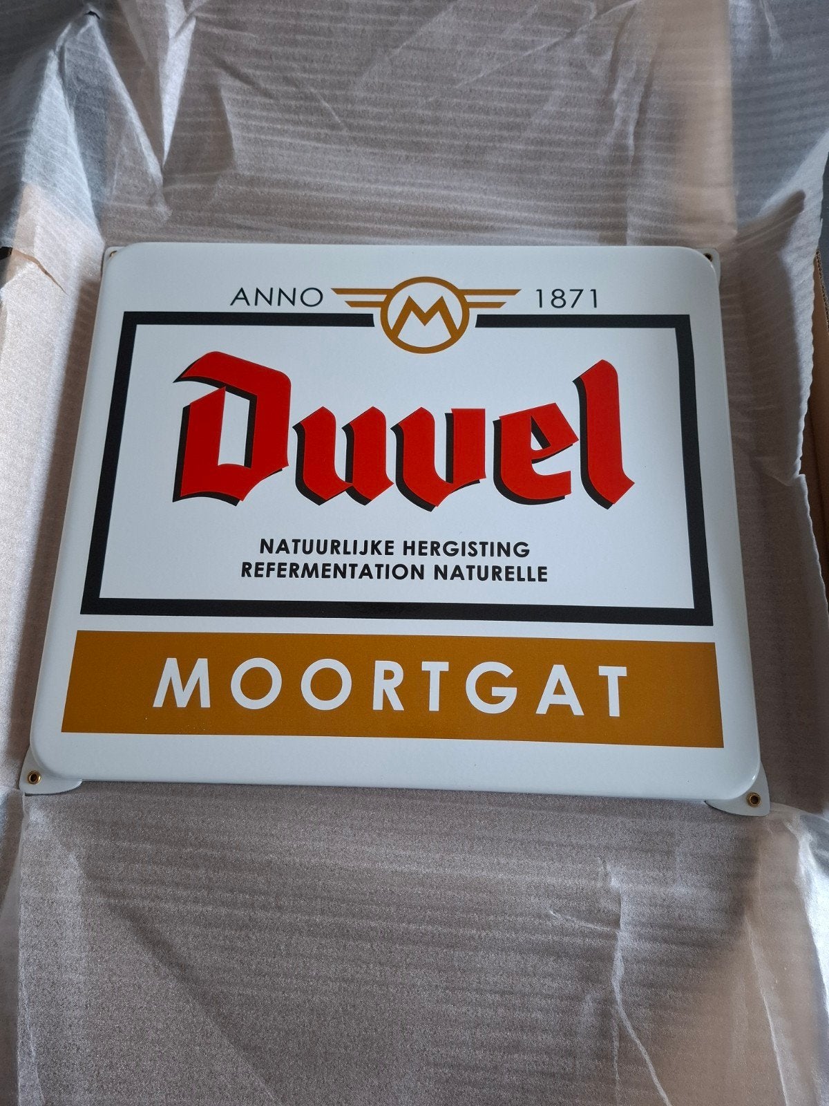 emaille bord duvel, Verzamelen, Ophalen of Verzenden, Nieuw, Reclamebord, Plaat of Schild, Duvel