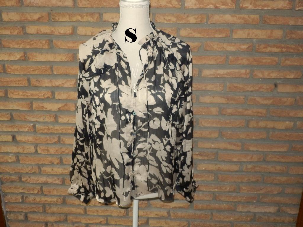 (28)- chemisier femme t.S beige noir - MNG -, Zwart, MNG, Ophalen of Verzenden, Zo goed als nieuw