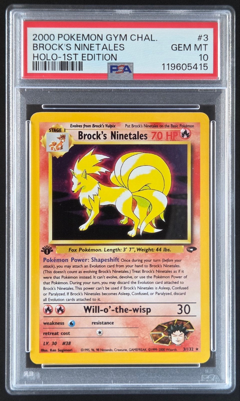 Pokémon - Brock's Ninetales #3 - PSA 10, Ophalen of Verzenden, Nieuw, Losse kaart, Foil