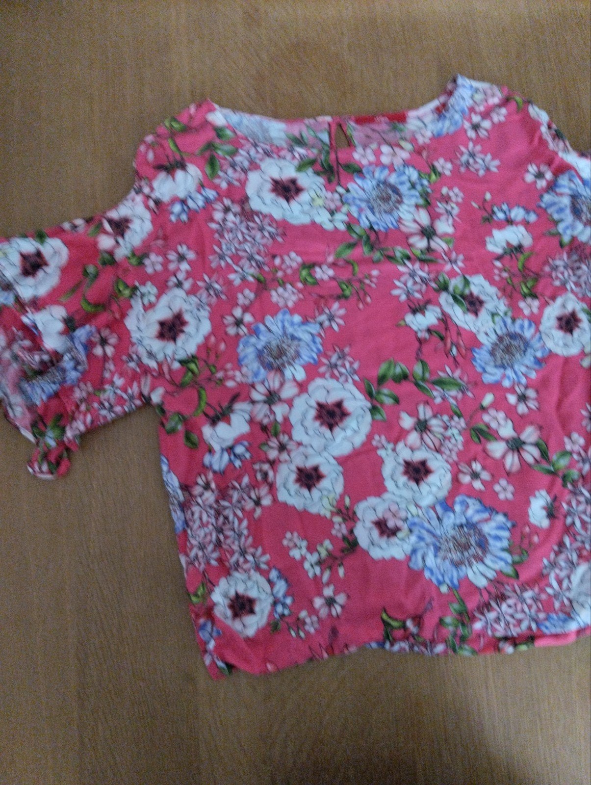 chemisier d'été à manches courtes à fleurs, Envoi, Taille 38/40 (M), Rouge