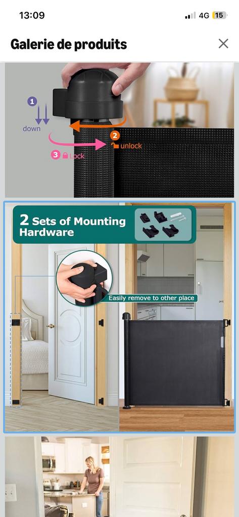 Barrière rétractable jusqu’à 180cm, Enlèvement, Neuf, Barrière rétractable