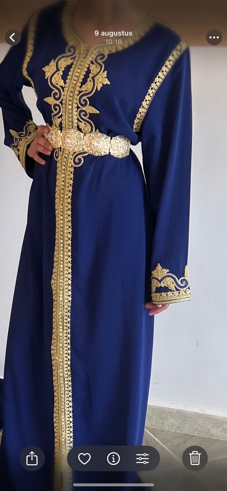 Blauw takshita met riem, Kleding | Dames, Ophalen of Verzenden, Zo goed als nieuw, Blauw