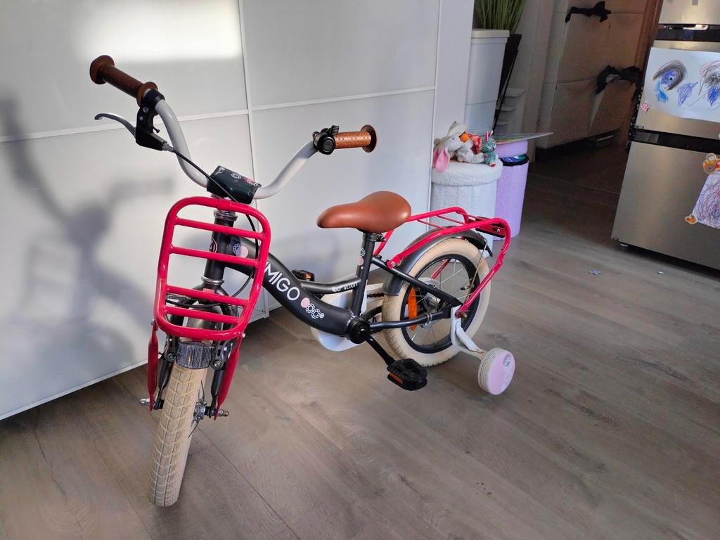 Vélo enfant Amigo Bloom taille 14 pouces avec petites roues, Stabilisateurs, Enlèvement, Utilisé, Frein à disque