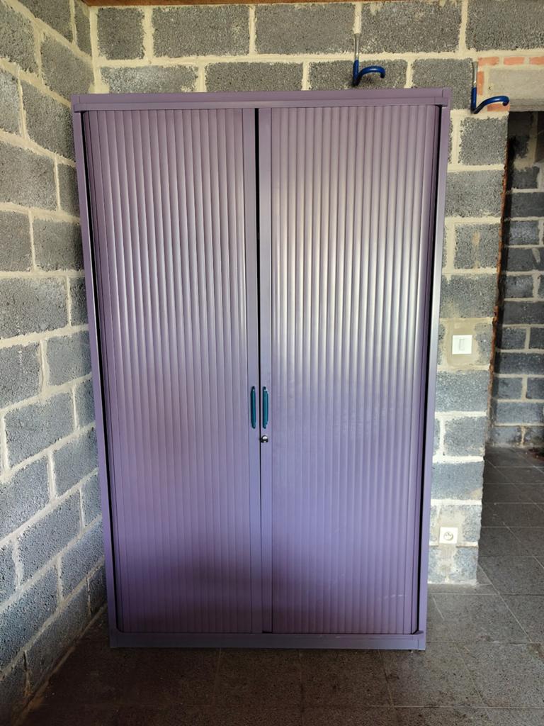 Armoire violette à portes roulantes - classeur grand format, 25 à 50 cm, Comme neuf, 100 à 150 cm, Métal