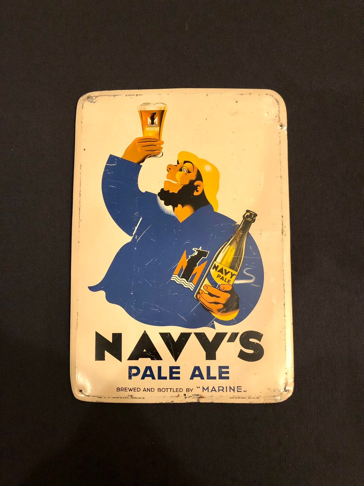 Panneau d'affichage en étain NAVY'S Pale Ale Beer, Enlèvement ou Envoi, Utilisé, Panneau publicitaire