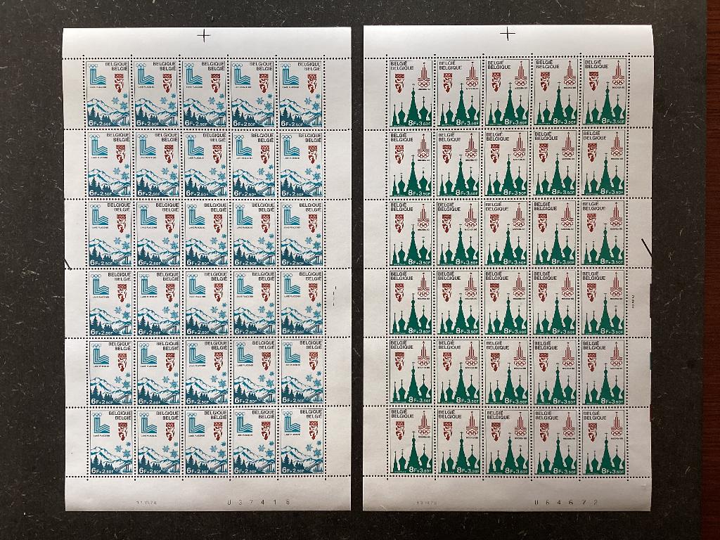 COB 1913-1914 volledige vellen, Envoi, Non oblitéré, Jeux olympiques