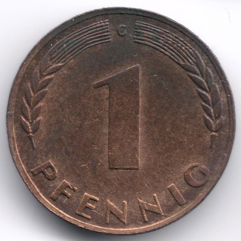 Duitsland : 1 Pfennig 1950 G Karlsruhe  KM#105  Ref 5893, Postzegels en Munten, Ophalen of Verzenden, Duitsland, Losse munt