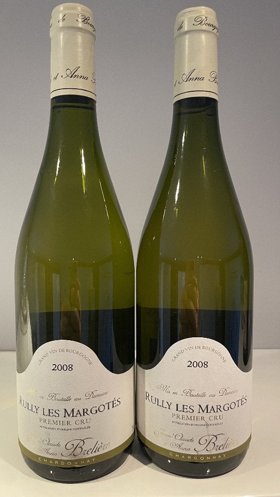 2X Rully Les Margotes Premier Cru 2008 Brelière, Ophalen of Verzenden, Witte wijn
