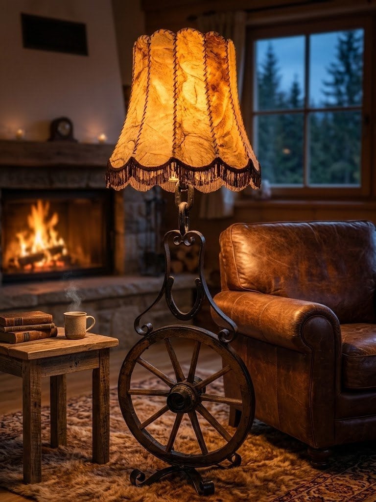 Lampadaire Vintage Rustique, Bois, 150 à 200 cm, Enlèvement, Vintage Rustique