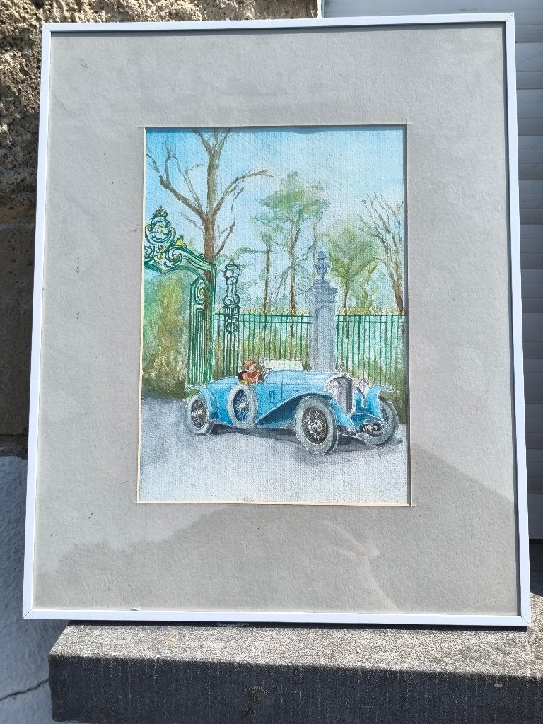 Aquarelle une voiture de jean marie pingot, Enlèvement ou Envoi, Aquarelle