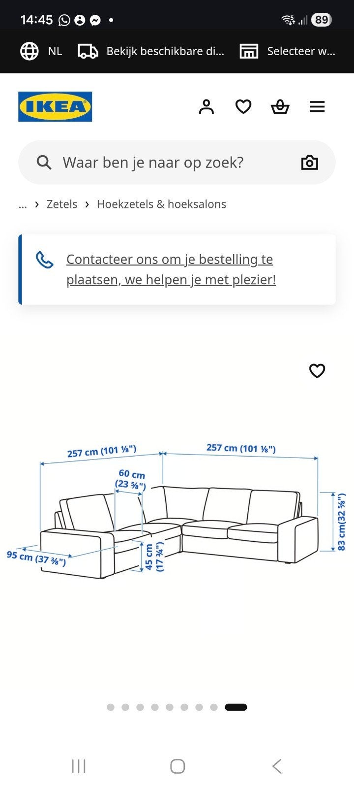 mooie hoeksalon, Ophalen, Zo goed als nieuw, Stof, Modern