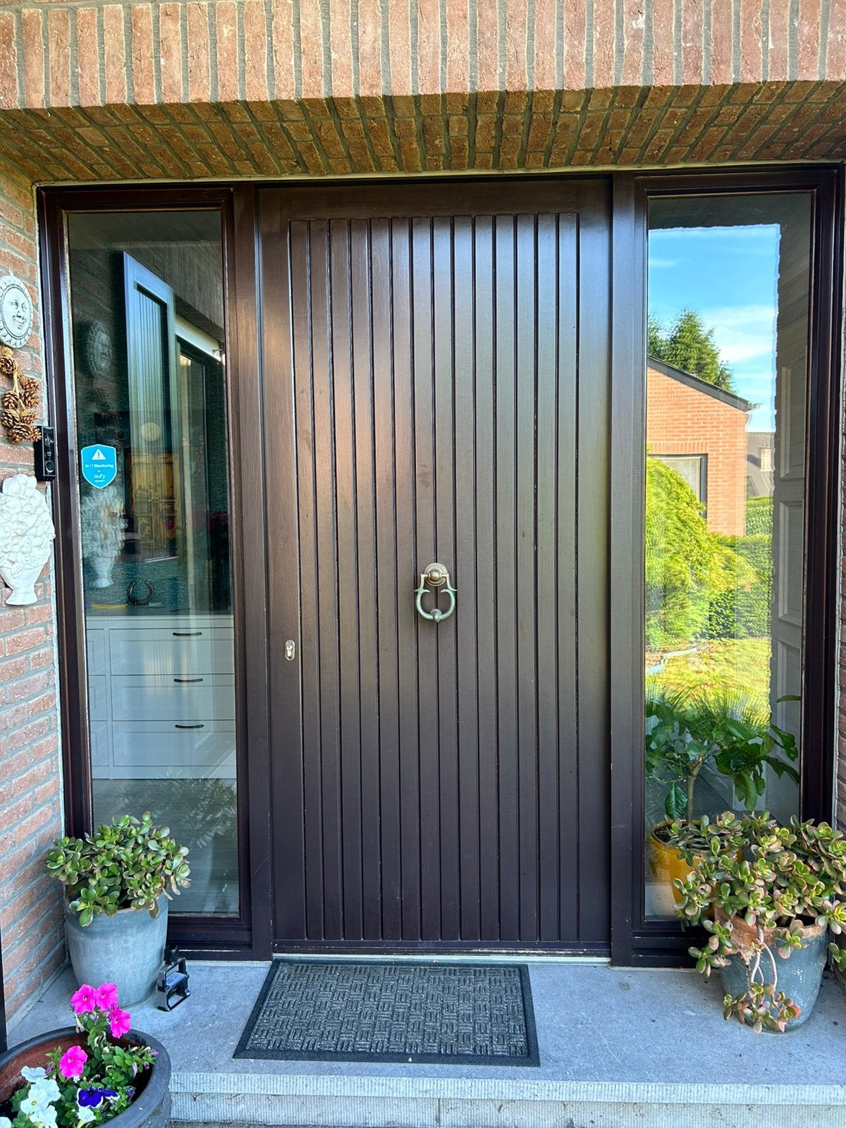 Massieve eiken voordeur met zijramen en kozijn 2245 x 2230, Doe-het-zelf en Bouw, Raamkozijnen en Schuifdeuren, Ophalen, Gebruikt