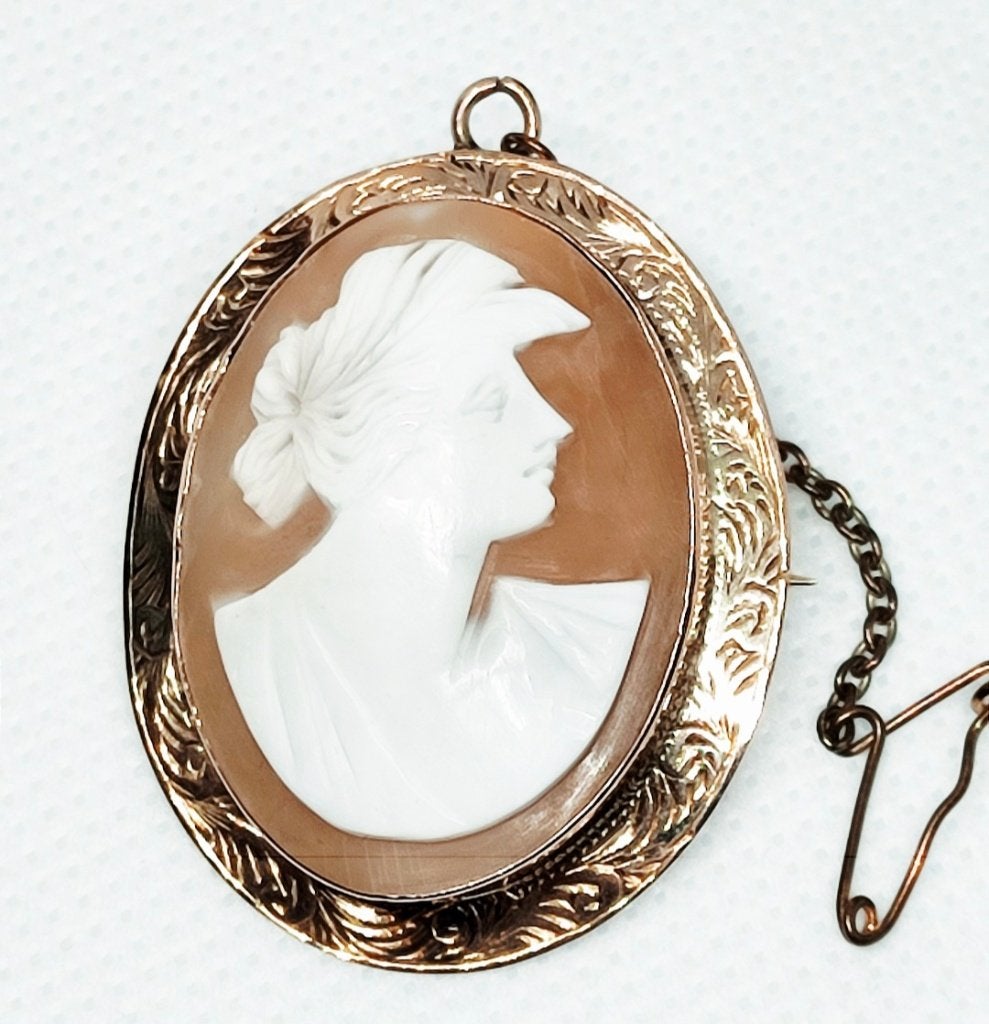 Antieke gouden cameo broche-hanger, England 19 eeuw, Handtassen en Accessoires, Ophalen of Verzenden, Goud, Broche