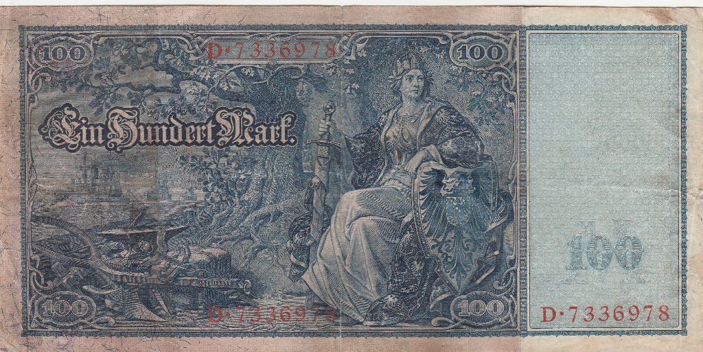 1910 Duitse bankbiljet van 100 Mark, Postzegels en Munten, Ophalen of Verzenden, Duitsland