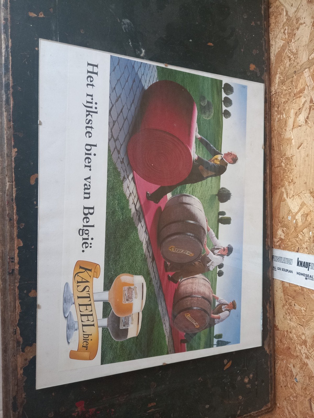 oude affiche kasteelbier, Verzamelen, Ophalen, Zo goed als nieuw, Reclamebord, Plaat of Schild
