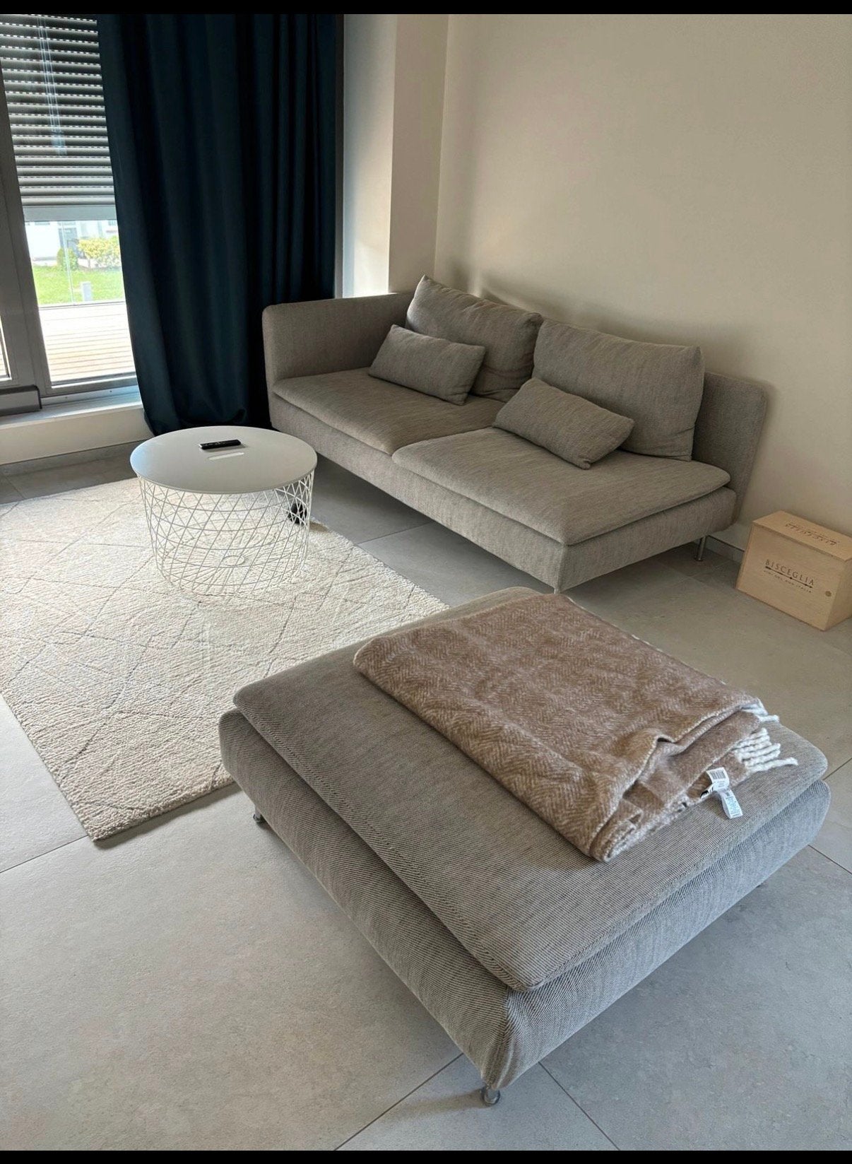 Ikea Söderhamn Canape + repose-pieds beige, Maison & Meubles, Enlèvement, Comme neuf