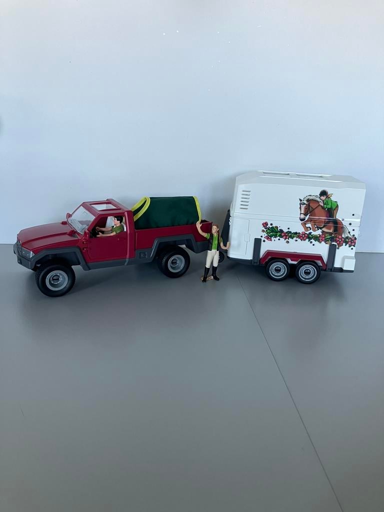 Schleich pick-up avec remorque pour cheval., Enlèvement, Utilisé