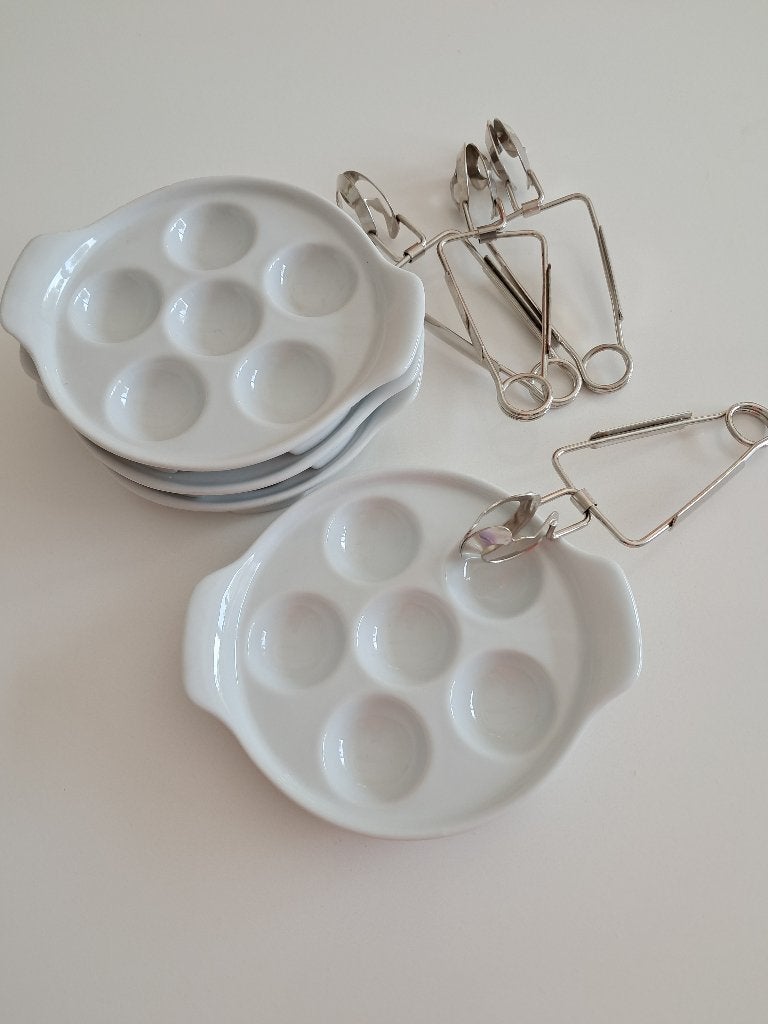 4-delig escargotsbordjes met bestek, Nieuw, Ophalen of Verzenden, Los bestek, Inox of Chroom