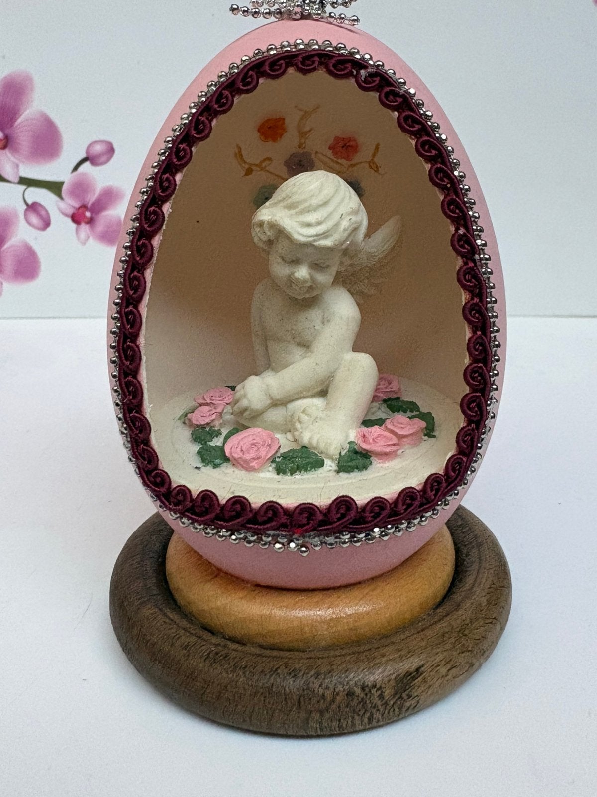 🩷 Decoratief ei op een houten voet 🥚, Antiek en Kunst, Ophalen of Verzenden