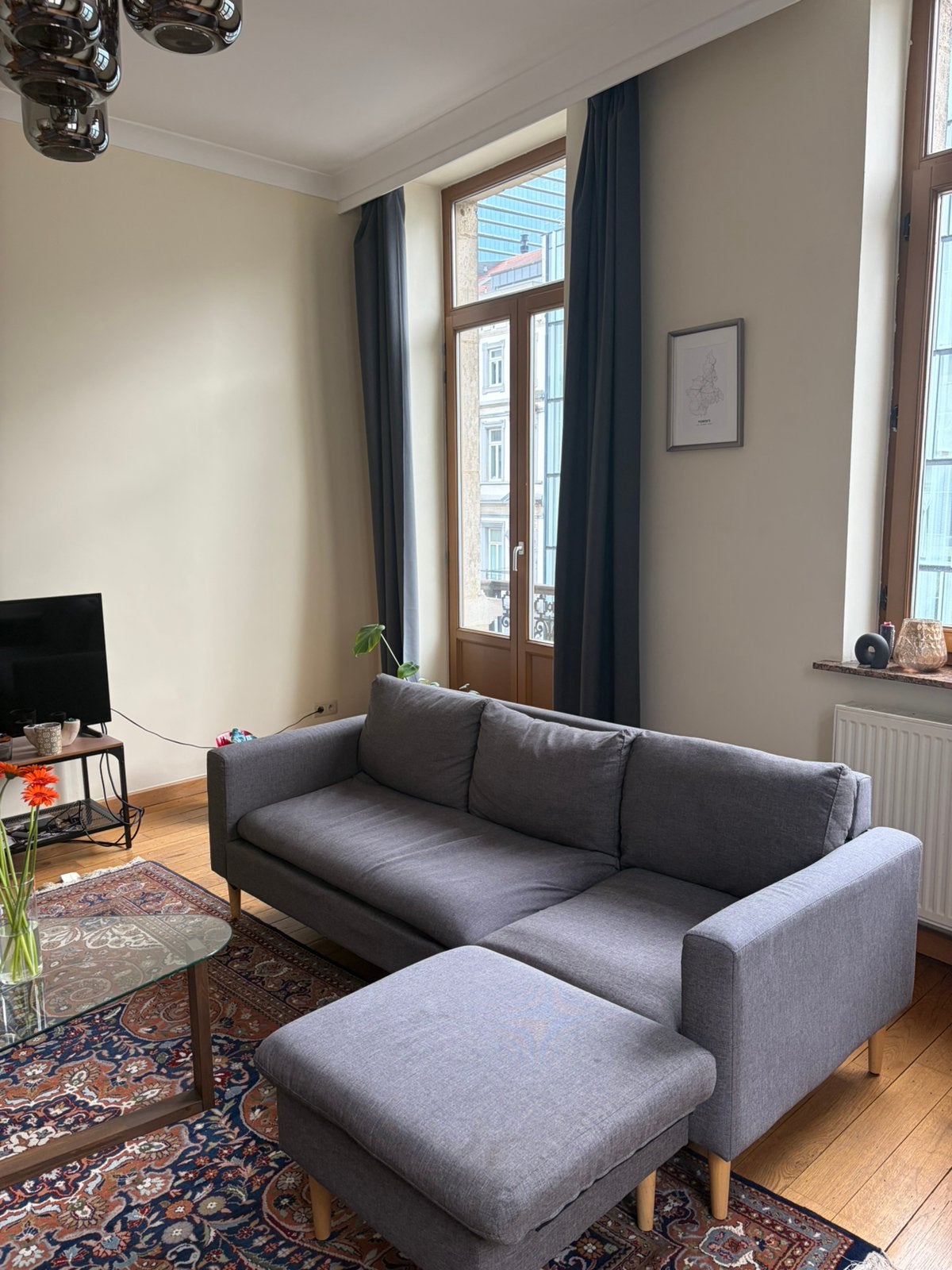 Zetel in goed staat + poef, Huis en Inrichting, Ophalen, Gebruikt, Stof