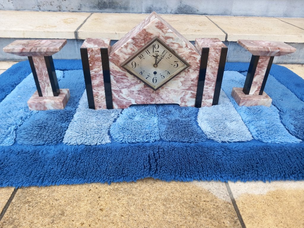 Marmeren klok met 2 staanders, Antiek en Kunst, Ophalen of Verzenden