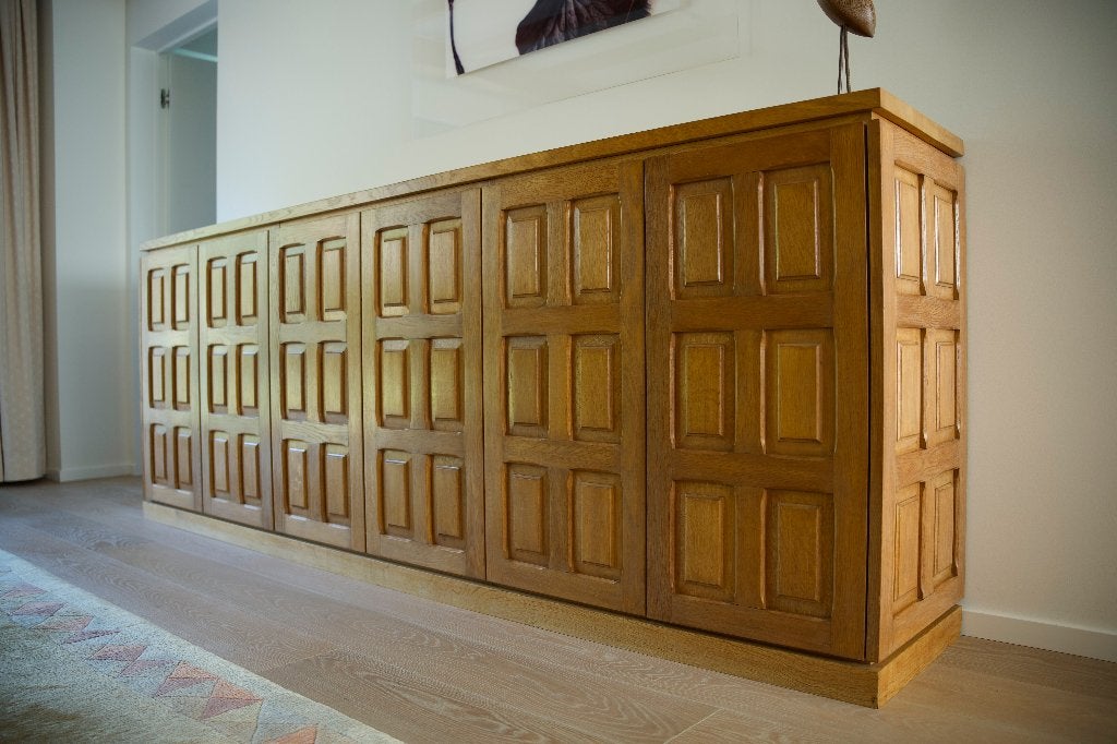 Vintage Brutalist Dressoir '80, Huis en Inrichting, Kasten | Dressoirs, Ophalen, Eikenhout, Met lade(s), Brutalistisch