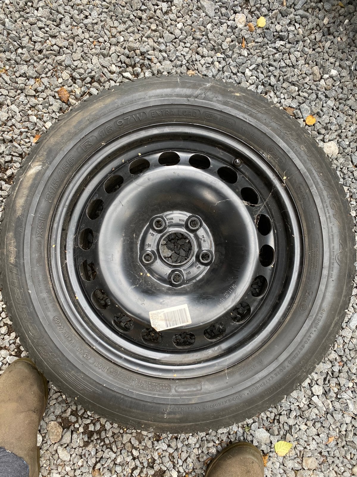 215/55 R16 VW reservewiel, Ophalen, 215 mm, 16 inch, Banden en Velgen