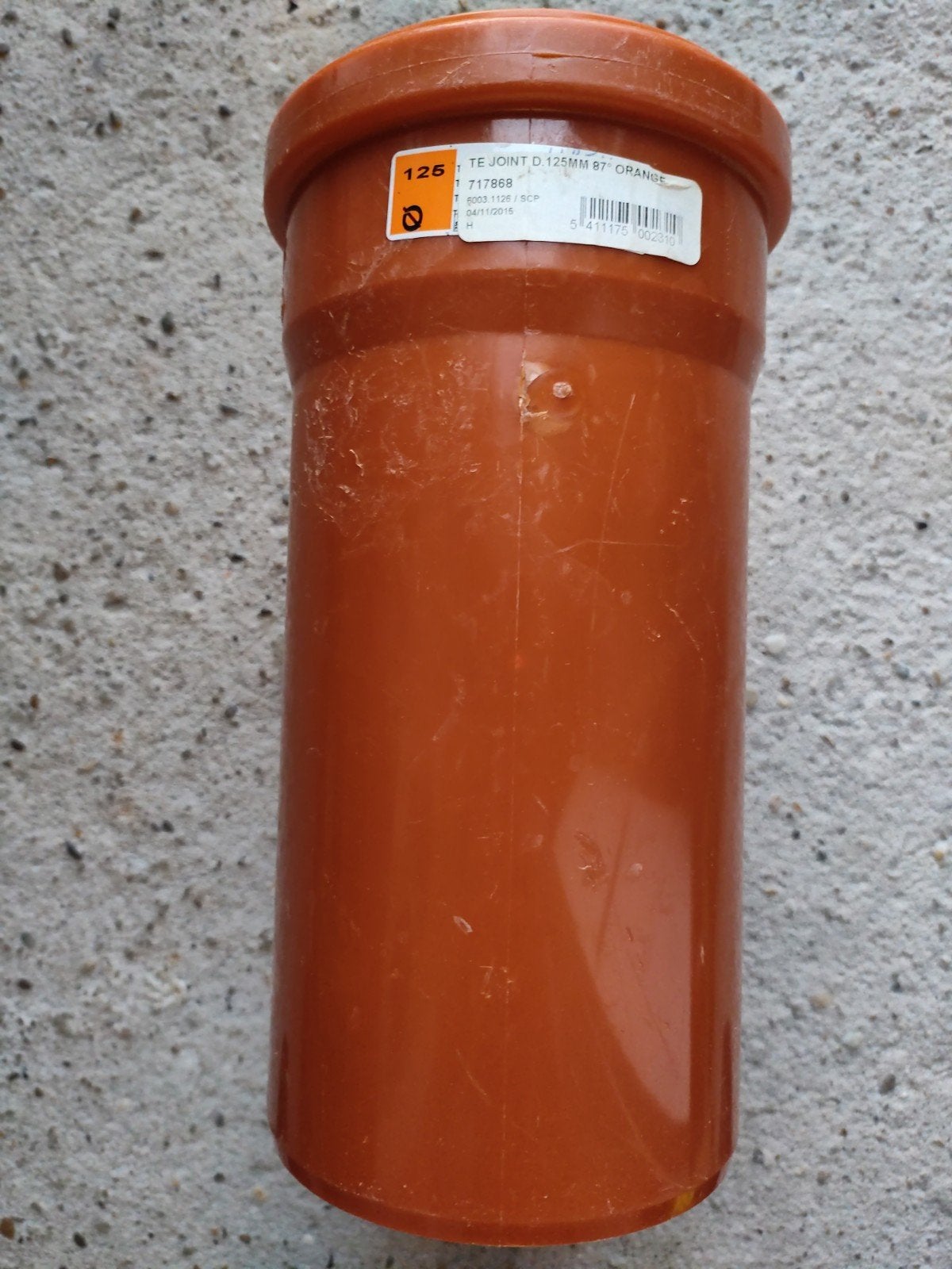 T 125 mm oranje afvoerpijp, Doe-het-zelf en Bouw, Afvoer, PVC, Nieuw, Ophalen of Verzenden