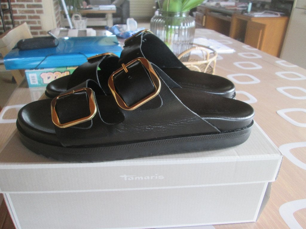 Nieuwe Tamaris Leren Slippers - Maat 41, Ophalen, Nieuw, Slippers