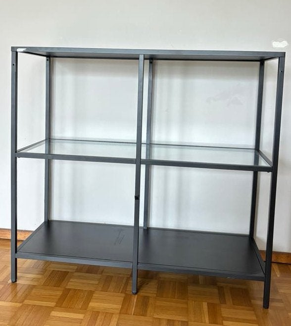 IKEA stellingkast zwart/glas 100  93 cm, Huis en Inrichting, Ophalen, Zo goed als nieuw
