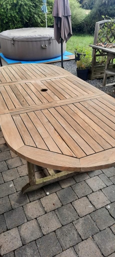 table de jardin teck 200x90, Jardin & Terrasse, Tables de jardin, Enlèvement, Utilisé