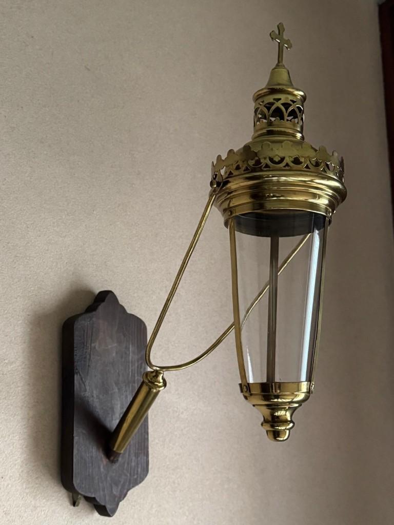 Prachtige koperen antieke kerklamp, Ophalen, Koper