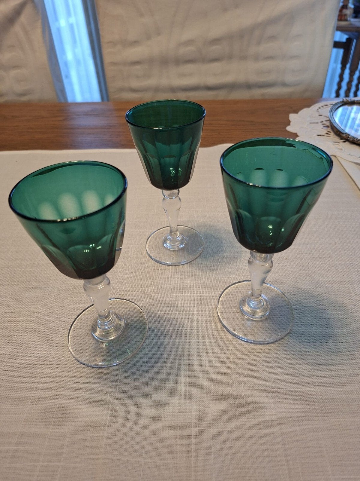 Groene, kristallen glaasjes, Verzamelen, Glas en Drinkglazen, Ophalen
