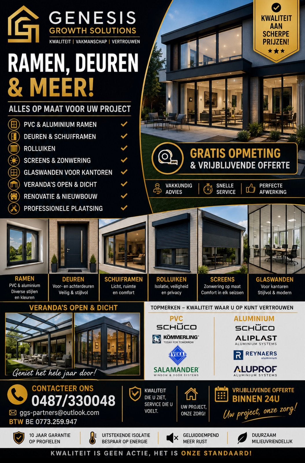Ramen &Deuren PVC/Alu aan fabrikantsprijzen!–Gratis offerte, Doe-het-zelf en Bouw, Deuren en Vliegenramen, Ophalen of Verzenden