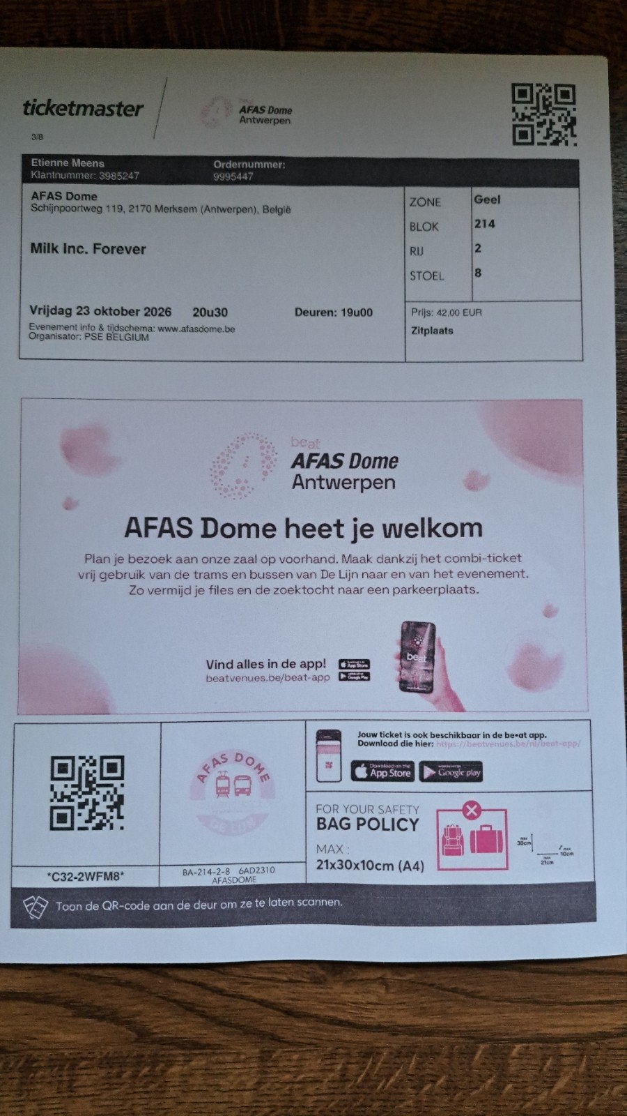 Ticket  Milc inc.  23/10/2026, Tickets & Billets