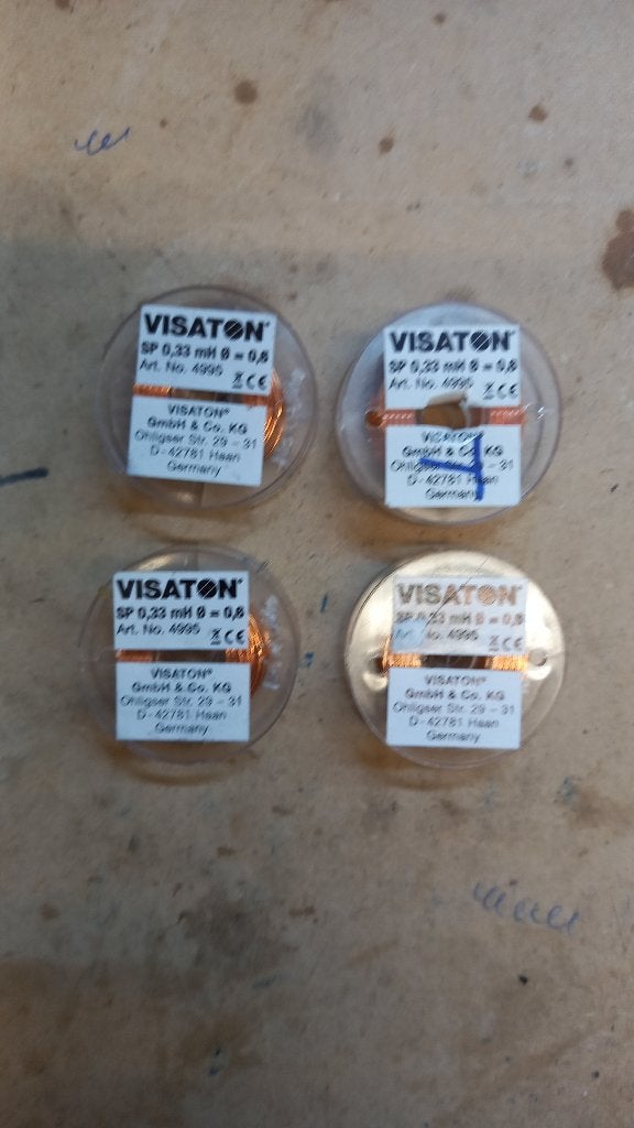 4 bobines d'air audio Visaton 0,33 mH-0,90 ohm-0,6 mm de fil, Autres marques, Enlèvement ou Envoi, Bass-reflex, Comme neuf