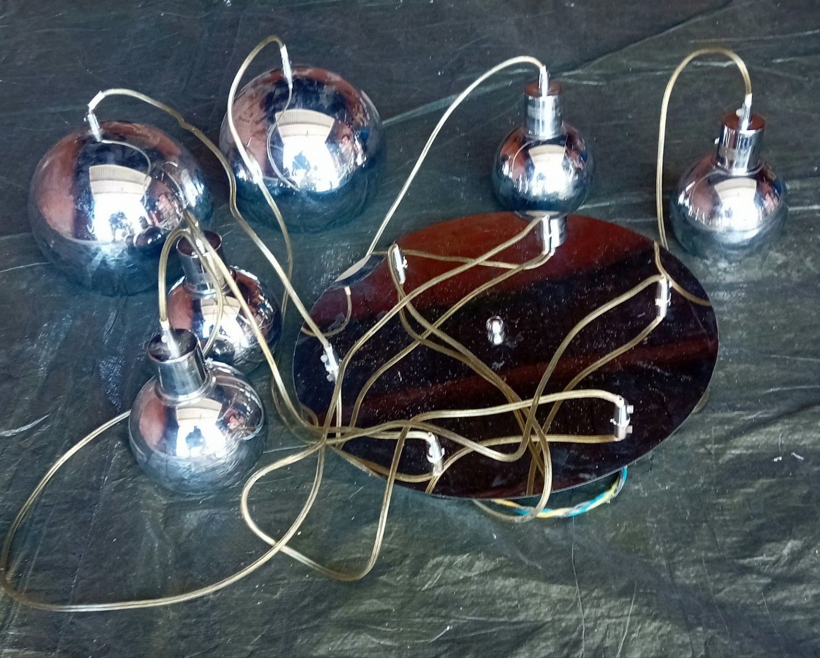 suspension space age/UFO 80'S "6 boules chromées", Antiek en Kunst, Antiek | Verlichting, Ophalen