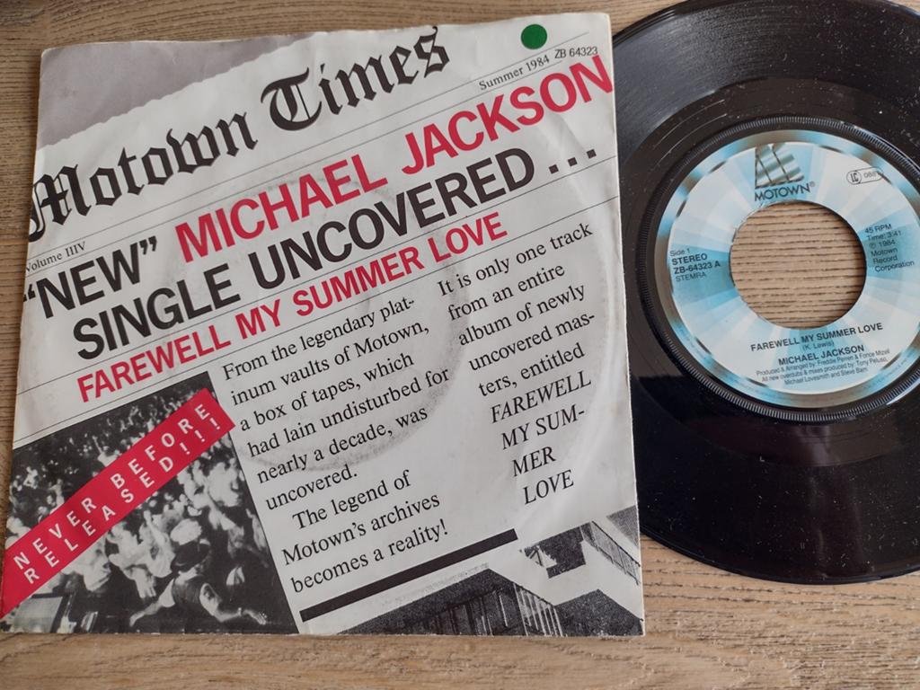 SINGLE : MICHAEL JACKSON : FAREWELL MY SUMMER LOVE (1984), CD & DVD, Comme neuf, 7 pouces, R&B et Soul, Enlèvement ou Envoi