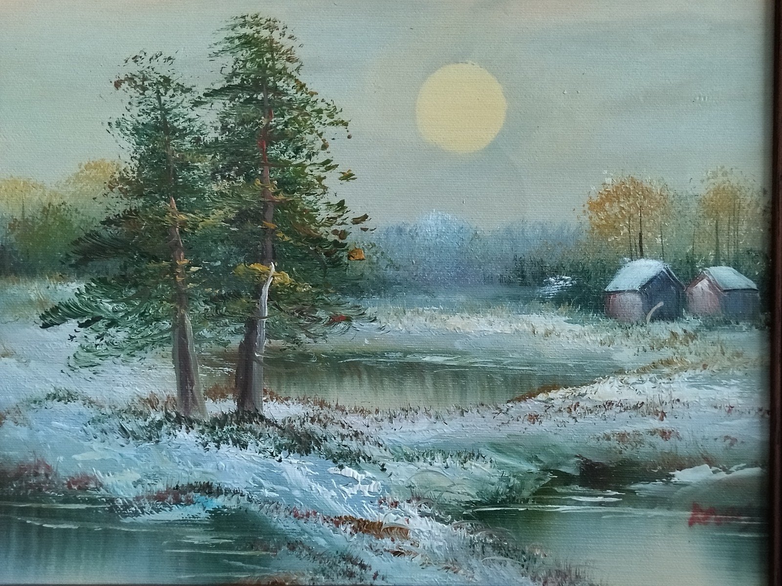 Tableau paysage d'hiver - Peinture à l'huile classique, Antiquités & Art, Enlèvement ou Envoi, Peinture à l'huile, Paysage, Signé